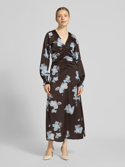 mbyM Maxikleid aus Viskose Modell 'Tadema' Dunkelbraun 4