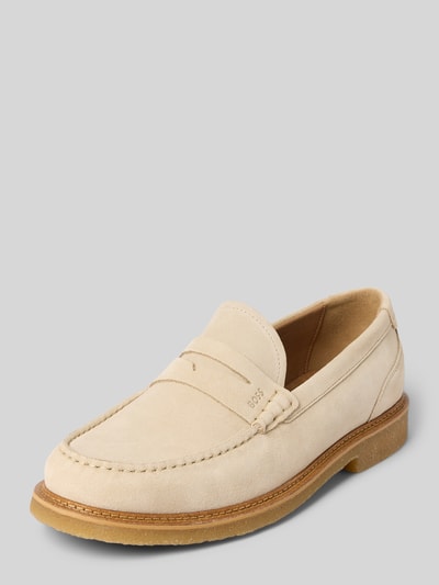 BOSS Penny-Loafer aus Leder mit Label-Prägung Modell 'Kope' Weiss 1