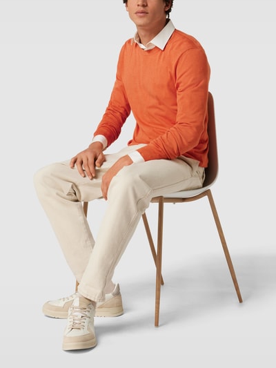 MCNEAL Strickpullover mit gerippten Abschlüssen Modell 'VALENTIN' Dunkelorange Melange 1