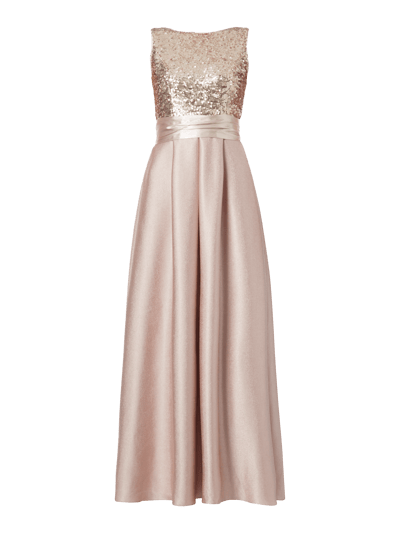 Christian Berg Cocktail Abendkleid mit Pailletten-Besatz Metallic Rosa Melange 2