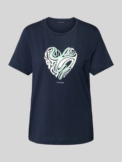 Tom Tailor Regular Fit T-Shirt aus reiner Baumwolle Marine 2