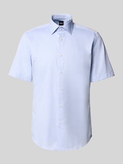 Produktfoto, Regular Fit Businesshemd aus Baumwoll-Mix Modell 'H-JOE-K-SH-C1-262' von BOSS, hellblau, Kentkragen, Kurzarm, Allover-Muster