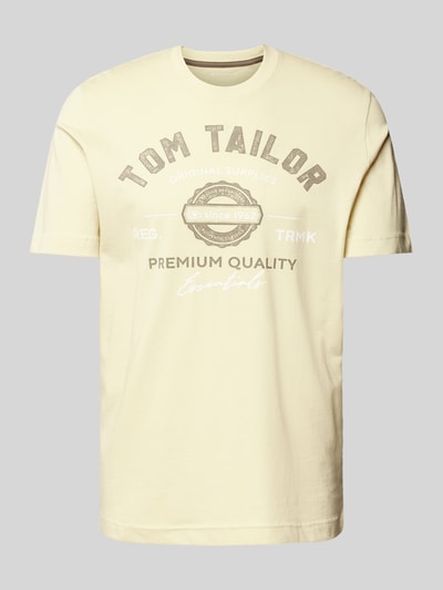 Tom Tailor T-shirt met labelprint Lichtgeel - 2