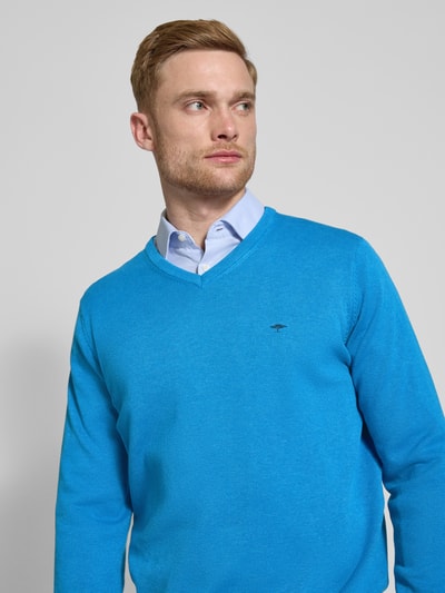 Fynch-Hatton Strickpullover mit Logo-Stitching Blau 3