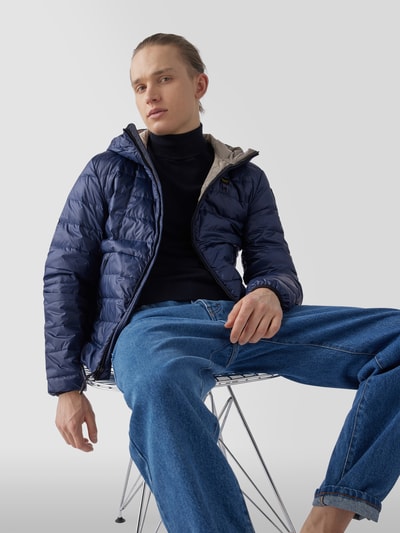 Blauer USA Daunenjacke mit Kapuze Marineblau 4