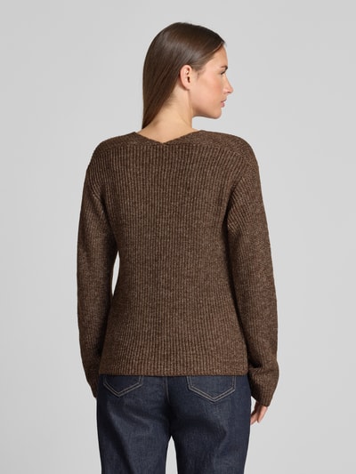 s.Oliver RED LABEL Regular fit gebreide pullover met wol Donkerbruin - 5