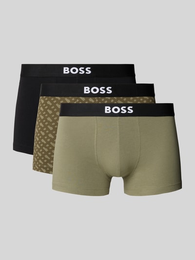 BOSS Regular Fit Trunks aus Baumwoll-Elasthan-Mix im 3er-Pack Oliv 1