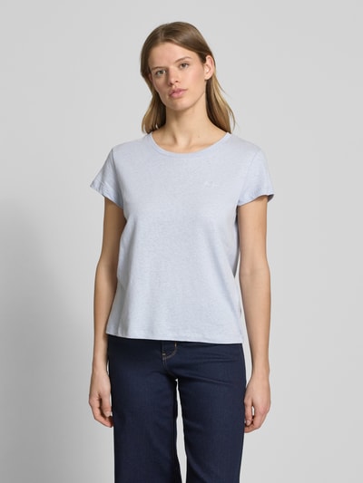 Pepe Jeans T-shirt met geribde ronde hals, model 'MEGAN' Lichtblauw - 4