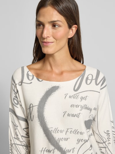 ZABAIONE Longsleeve mit 3/4- Arm und Statement-Print Offwhite 3