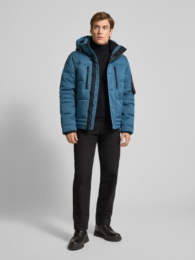 Tom Tailor Regular fit gewatteerd jack met ritszakken Oceaanblauw - 1