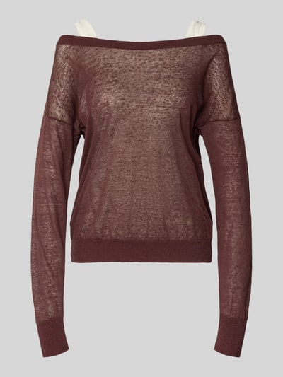 Produktfoto, Relaxed Fit Pullover aus durchscheinendem Material von BOSS, lniany i bawełniany mix, optyka przezroczysta, dekolt łódka, z topem pod spodem
