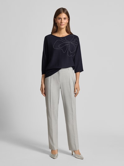 s.Oliver BLACK LABEL Sweter z dzianiny o kroju relaxed fit z mieszanki bawełny Granatowy 1