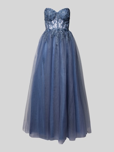 Laona Abendkleid mit Spitzenbesatz Rauchblau 2