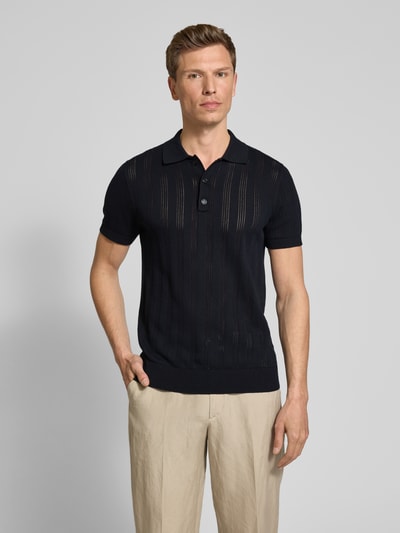Strellson Slim Fit Poloshirt mit Lochmuster Modell 'Keeth' Black 4