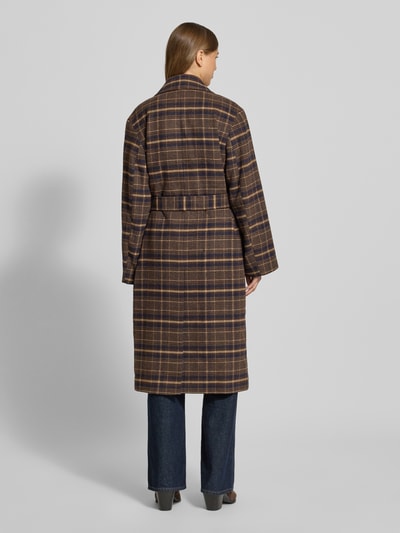 Jake*s Collection Langs jas met strikceintuur Donkerbruin - 5