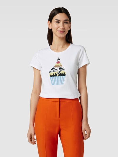 Liu Jo White T-shirt met label- en motiefprint Offwhite - 4