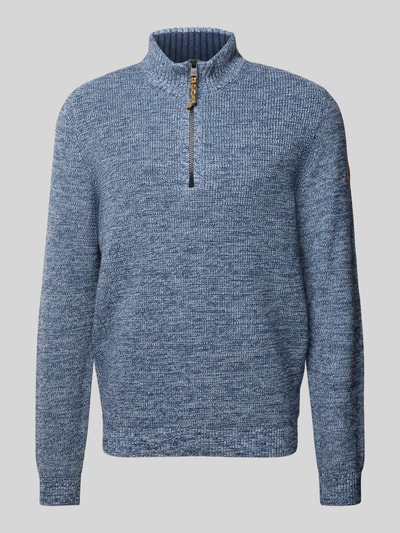 camel active Gebreide pullover met ribboorden Rookblauw - 2