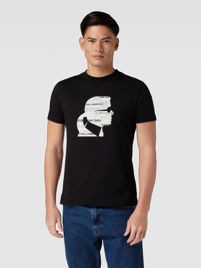 Karl Lagerfeld T-shirt z nadrukiem z logo Czarny 4