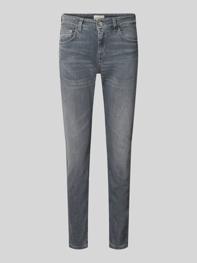 Produktfoto, Slim Fit Jeans aus Baumwoll-Mix Modell 'Baker' von Closed in grauer Waschung, 5-Pocket-Design, verkürzte Passform, strukturierte Oberfläche
