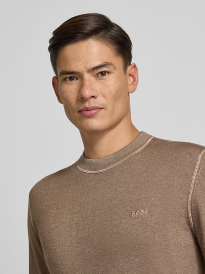 BOSS Orange Regular fit gebreide pullover van pure scheerwol, model 'ASTEFO' Olijfgroen - 3