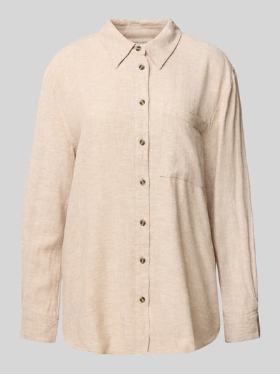 FREE/QUENT Relaxed Fit Leinenbluse mit Brusttasche Modell 'Lava' Sand Melange 2