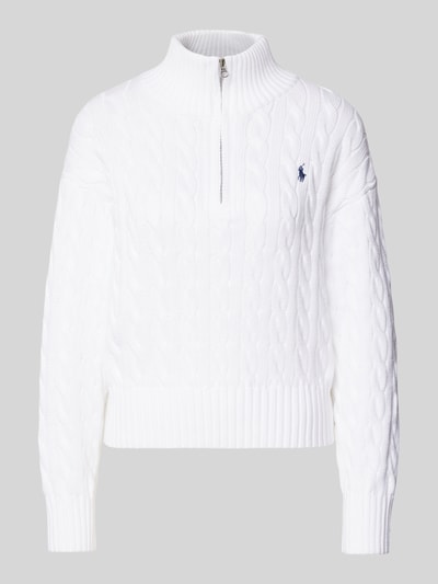 Polo Ralph Lauren Strickpullover mit Stehkragen Weiss 2