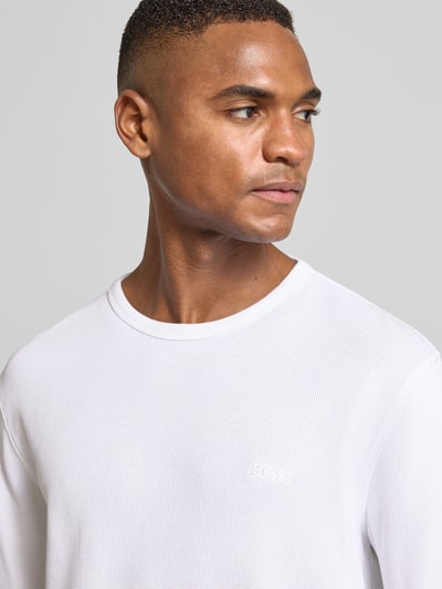 BOSS Orange Regular fit shirt met lange mouwen en wafelstructuur, model 'TEMPESTO' Wit - 3