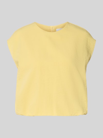 Produktfoto, Bluse mit Rundhalsausschnitt und Kappärmeln von Jake*s Collection, gelb, glatte Textur, gerader Schnitt, Rückenlänge 50 cm