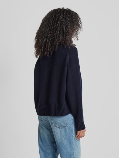 Lanius Gebreide pullover met opstaande kraag Marineblauw gemêleerd - 5