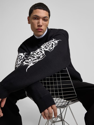 VETEMENTS Oversized Wollpullover in Strick-Optik Black 3