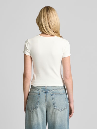 Vero Moda Regular Fit T-Shirt in Rippoptik Modell 'CHLOE' Weiss 5