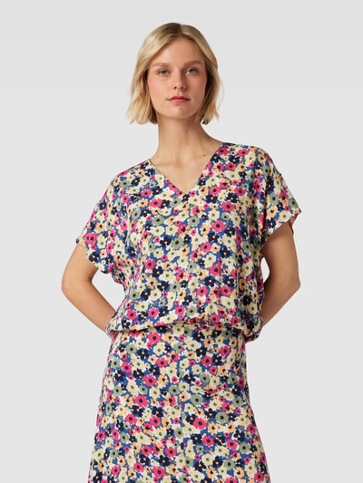 Armedangels Blouseshirt met bloemenmotief, model 'NAADINE' Koningsblauw - 4