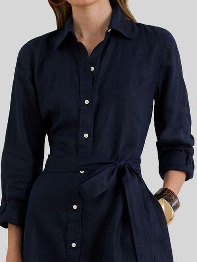 Lauren Ralph Lauren Tailliertes Freizeitkleid aus reinem Leinen Marine 3