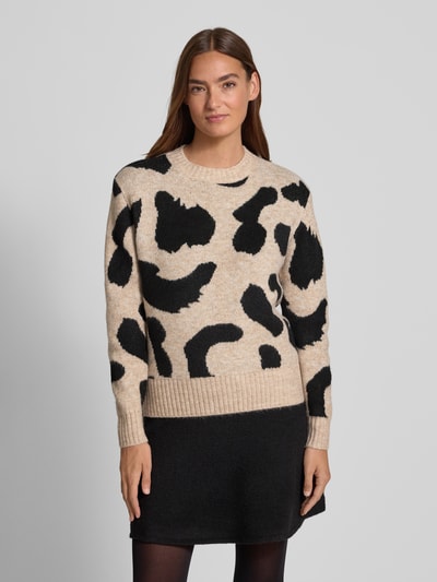 B.Young Gebreide pullover met ronde hals, model 'Minyax Leo Jumper' Beige gemêleerd - 4