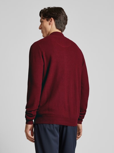 Fynch-Hatton Regular fit gebreid jack met ritssluiting Bordeaux - 5