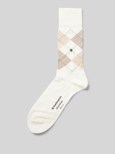 Burlington Socken mit Label-Applikation Modell 'MANCHESTER' Offwhite 1