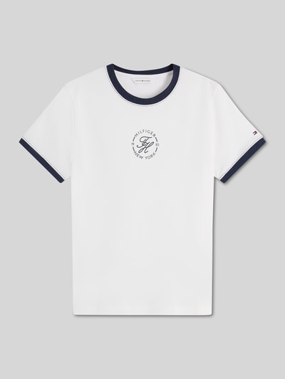Tommy Hilfiger regular fit T-shirt met katoen en logostitching Ecru - 2