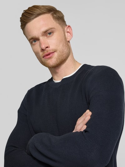 JOOP! Jeans Strickpullover mit Rundhalsausschnitt Modell 'Svante' Marine 3