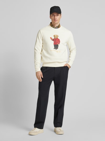 Polo Ralph Lauren Sweatshirt mit Motiv- und Label-Print Offwhite 1