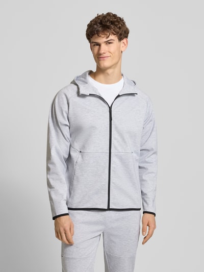 JACK & JONES Regular fit sweatjack met capuchon model 'Base' Lichtgrijs gemêleerd - 4