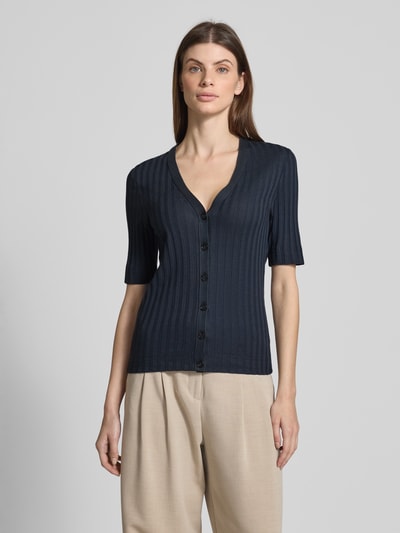 Marc O'Polo Slim fit cardigan van een mix van modal en katoen Marineblauw - 4