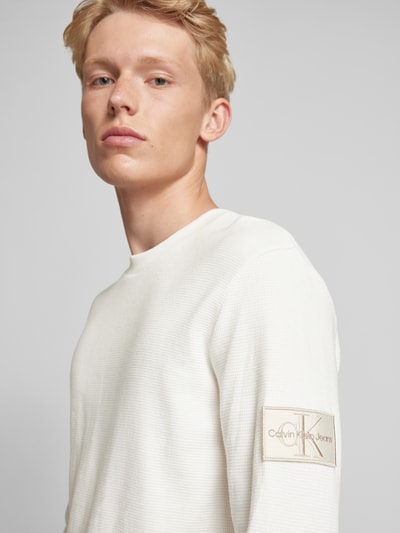 Calvin Klein Jeans Longsleeve mit Label-Patch Offwhite 3