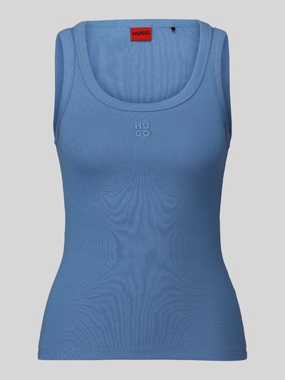 HUGO Top z wyhaftowanym logo model 'Datamia' Jasnoniebieski 2
