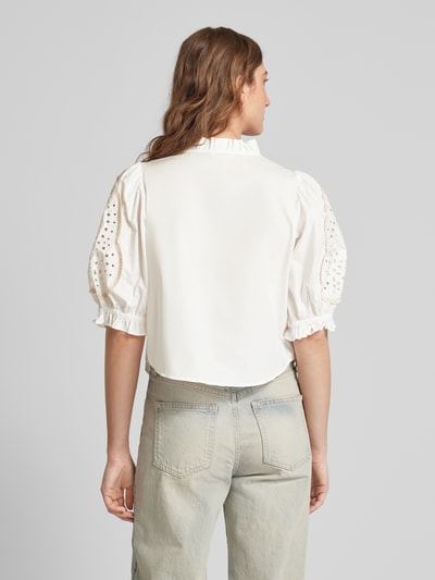 Object Blouse met broderie anglaise, model 'Brodera' Offwhite - 5