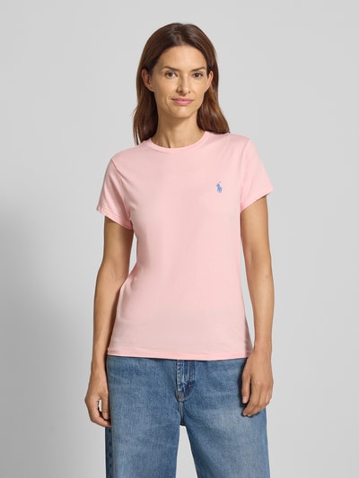Polo Ralph Lauren T-shirt met labelstitching en ronde hals Felroze - 4