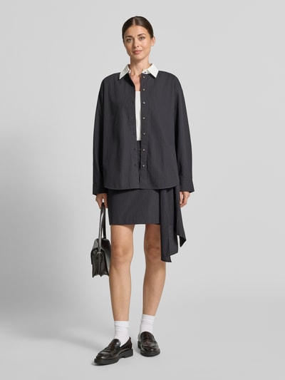 Jake*s Casual Oversized Langarmbluse aus reiner Baumwolle Dunkelblau 1