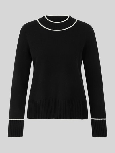 Marc Cain Regular fit pullover van wol alpaca met contrasterende strepen Zwart - 2