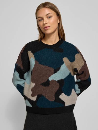 Tom Tailor Denim Regular Fit Strickpullover mit Allover-Muster Schoko 3