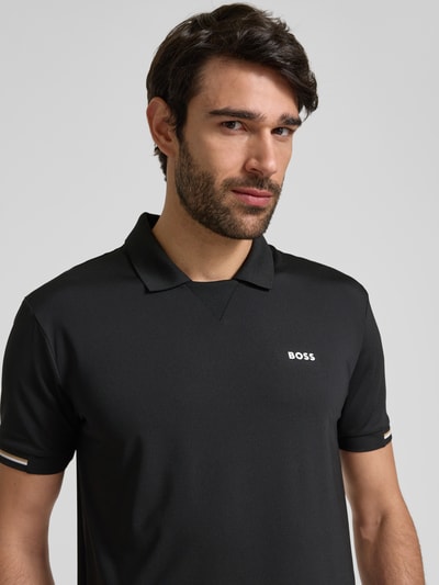 BOSS Green Regular fit poloshirt met labelprint, model 'Palle' Zwart - 3