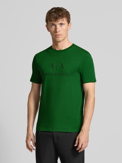 ARMANI EXCHANGE T-shirt o kroju slim fit z czystej bawełny z nadrukiem z logo Zielony 4